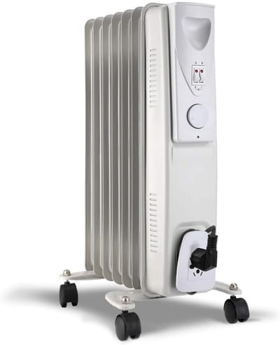 Olie Radiator - Verwarming Elektrisch - Bijverwarmen Ruimtes - Met Oververhitting Beveiliging - 7 Ribben - Wit