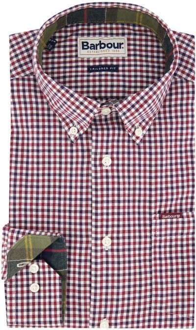 Barbour overhemd rood geruit katoen slim fit