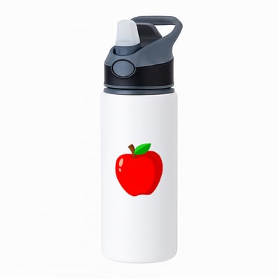 Hacebo® - Rode appel waterfles met rietje zwart - Appel - fruit liefhebbers - Fruit - vrucht - gezond eten - water fles - 650ML