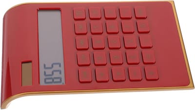 Bureau Rekenmachine - Kantoor Calculator - Dagelijkse Berekeningen - Zonne-energie LCD Display - 19.3 cm - Rood