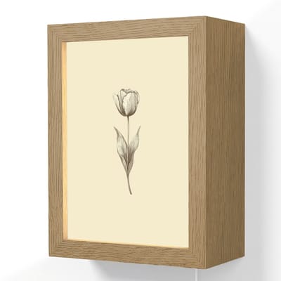 Wandlamp 15x20 cm - Oplaadbaar - Illustratie - Tulp - Zwart - Wandlampen binnen woonkamer - Slaapkamer lamp met kabel - Decoratieve nachtlamp - Vloerlamp snoer