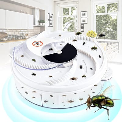 Elektrische vliegenvanger en insectenverjager voor binnen – Automatisch apparaat voor het opvangen van vliegende insecten en muggen – Insectenlokker en -barrière voor terras en buitenverblijf (USB)