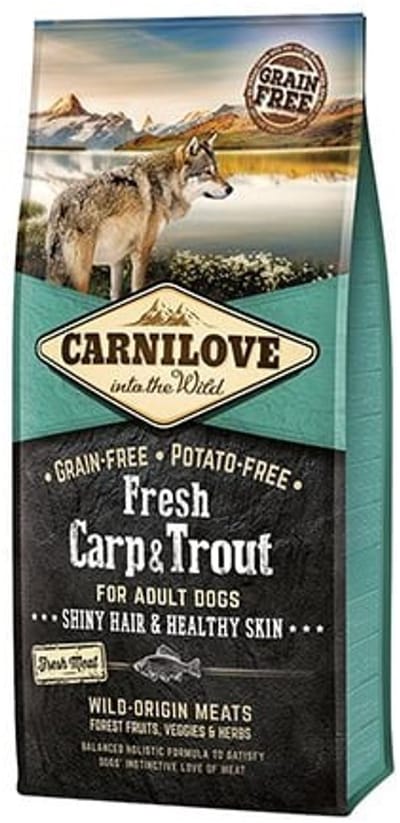 Hondenvoer Carnilove - Vers Karper & Forel - Graanvrij, 12kg, Rijk aan Omega-3 Vetzuren