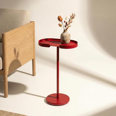 Metalen bijzettafel - Tuinmeubel - Binnen en buiten - Vast geïntegreerd dienblad - 18 cm diameter - Bloedsinaasappel