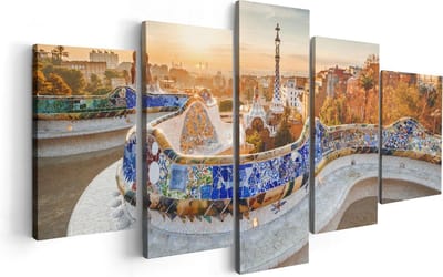 Artaza Canvas Schilderij Vijfluik Park Güell in Barcelona - 100x50 - Foto Op Canvas - Canvas Print