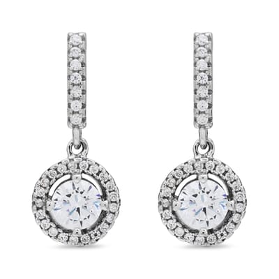Luxenter oorbellen, 925 sterling zilver, gusu en glanzende zirkonia met gerhodineerde afwerking