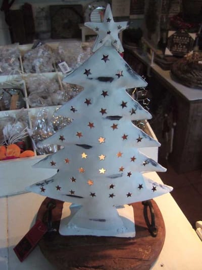 Witte Kerstboom antiek - kunst beeldje - H40cm
