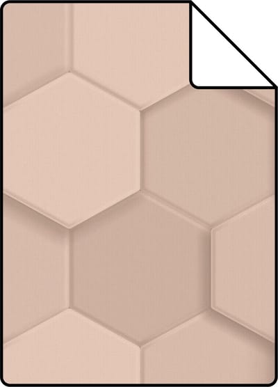 Proefstaal Origin Wallcoverings behang 3d hexagon motief licht roze - 26,5 x 21 cm - 347849-S