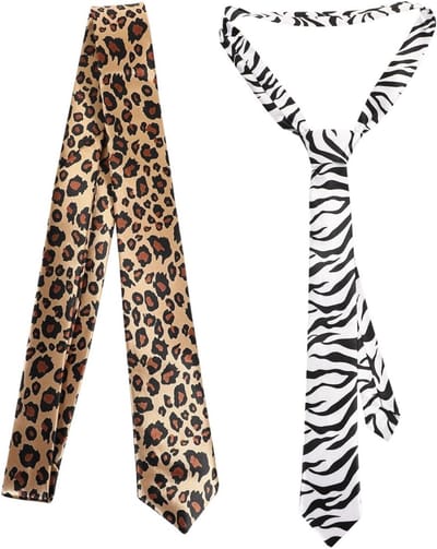 Dierlijke Print Riem voor Dames met Leoprint, Satijnen Necktie en Modeaccessoires voor Feestjes en Festivals