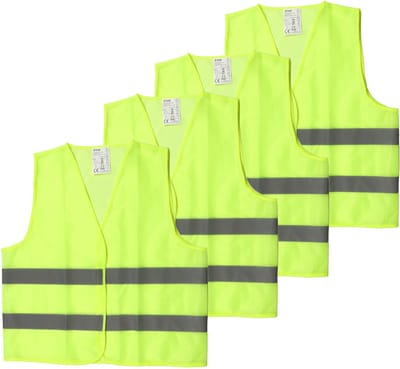B-Tech Veiligheidshesje - 4x - Geel - one size - met Reflectie - Veiligheidsvest - Reflectievest - Veiligheids