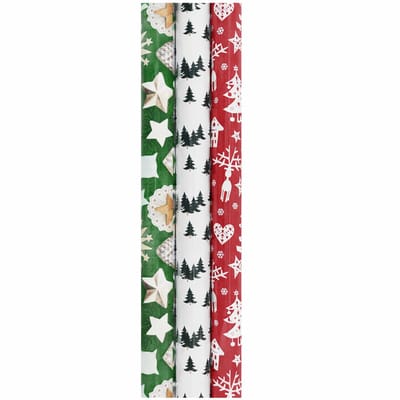 Kerstmis cadeaupapier - Kerstpapier Inpakpapier - 200 x 70 cm - 3 rollen