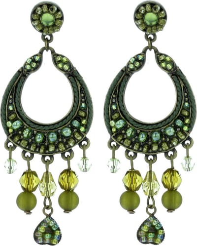 Behave - Oorbellen hanger groen kralen - Retro stijl - Feestlook