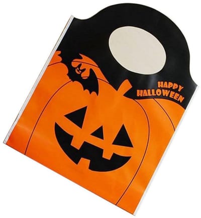 Dailygoods- Snoepzakjes Halloween - 50 stuks - Kunststof - Pompoenpatroon - Traktatie tasjes - Duurzaam - Afmetingen 15,5 x 19,5 cm - Traktatietas