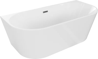 Mexen Oval vrijstaande wandbadkuip 140 x 75 , wit, overloop gun gray geborsteld - 52671407500-66