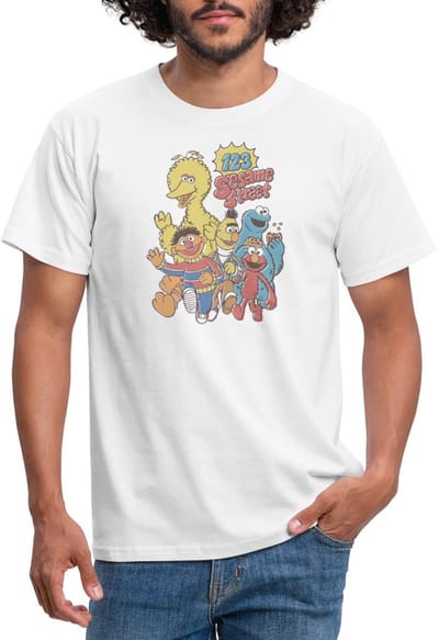 Sesamstraat 123 Sesame Street Groep T-Shirt Heren