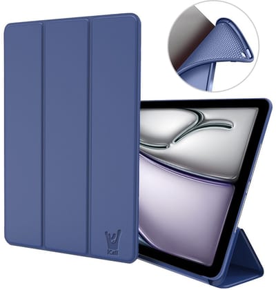 Hoes geschikt voor iPad Air 11 inch 2024 – Ook geschikt voor iPad Air 10.9 2022 / 2020 & Pro 11 2022 / 2021 / 2020 – Smart Cover met Tri-Fold Stand – Schokbestendig – Auto Wake/Sleep – TPU Backcase – Blauw