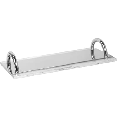 Eenvoudig Modern Transparant Roestvrij Staal Handvat Lange Dienblad Modelkamer Woonkamer Eettafel Salontafel Opbergdienblad Ornamenten white