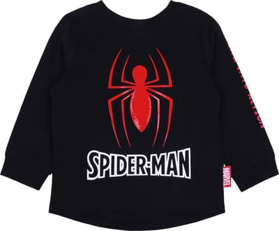Zwarte jongensblouse met rubberen Spiderman-print
