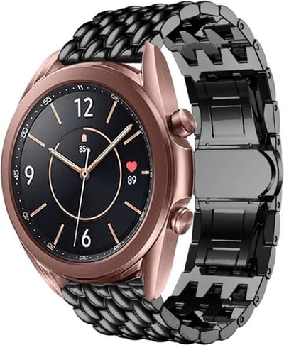 Stalen Smartwatch bandje - Geschikt voor Samsung Galaxy Watch 3 - 41mm / Galaxy Watch 1 42mm / Galaxy Watch Active / Active 2 / Gear Sport bandje - stalen draak band - Zwart