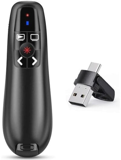 Draadloze Presentatie Clicker voor PowerPoint - 2-in-1 USB Type C Remote en Slide Advancer