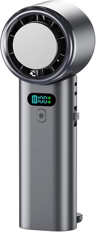 VHV - Handventilator - Mini ventilator met koelplaat - 100 standen en LED display - Voor kantoor, reis en buiten
