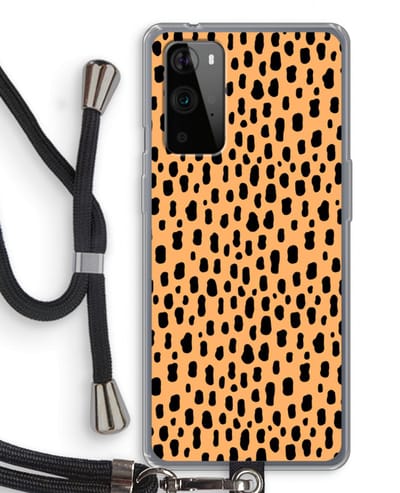 Case Company® - Hoesje met koord geschikt voor OnePlus 9 Pro hoesje met Koord - Panter - Telefoonhoesje met Zwart Koord - Bescherming aan alle Kanten en Over de Schermrand