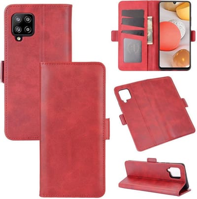 MobyDefend Hoesje - Geschikt voor Samsung Galaxy A12 / M12 - Luxe Wallet Book Case (Sluiting Zijkant) - Rood