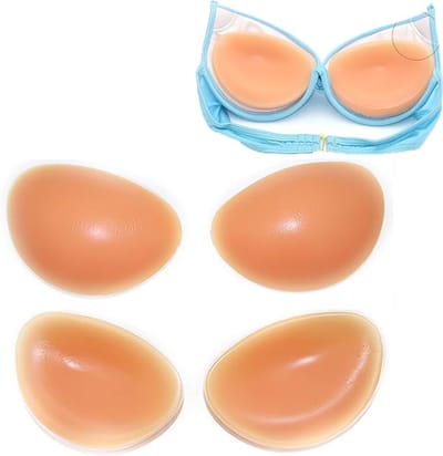 1 paar beha-inzetstukken, van siliconen, geschikt voor push-up beha, bikini, uitneembare pads, siliconen buste beha-pads, oranje