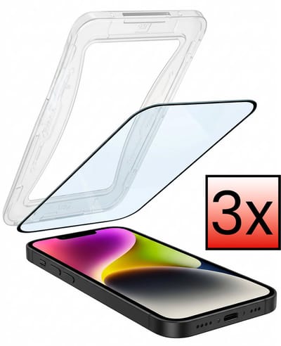 Screenprotector - 3 Stuks - Geschikt voor Apple iPhone 14 - Met Installatie Kit - Beschermglas - Gehard Glas - Tempered Glass - Screen Protector - Inclusief Montage Frame - Buigbaar Hybrid Bescherm Cover