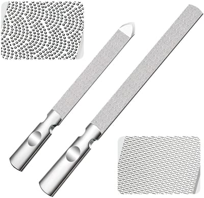 JHUBERS- Nagelvijl Dubbelzijdig - Roestvrij Stalen Nagelvijl - Antislip Handgreep - Set van 2 - Ideaal voor Dames/Heren - Wasbaar - Nagelvijlset