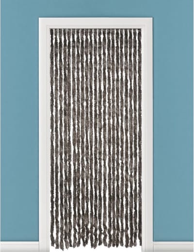 Vliegengordijn/deurgordijn pluche kattenstaarten - bruin - 93 x 210 cm - Insectenwerende vliegengordijnen