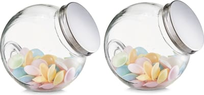 Set van 2x stuks glazen voorraadpotten/snoeppotten rond met deksel 2900 ml - 19 x 13,5 x 19 cm - Snoeppotten - Bewaarpotten