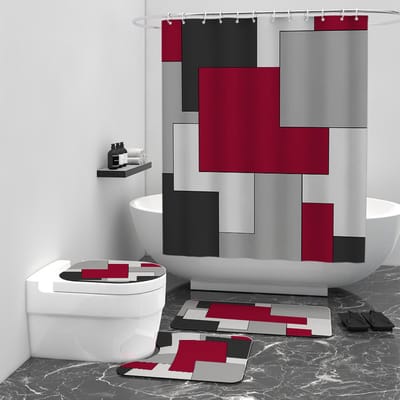 Floraweg Douchegordijn,Shower Curtain,badgordijn,badkamergordijn,Geometrie, raster, golfstreep,-topkwaliteit - digitale printen -Anti Schimmel - Inclusief 12 ringen -met 12 stuks douchegordijnhaken – Waterdicht -Wasbaar- Polyester - 180x200 cm