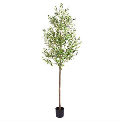 Kunstmatige Olijfboom 213 cm - Grote Faux Boom met Zijdebladeren - Voor Binnen & Hotel