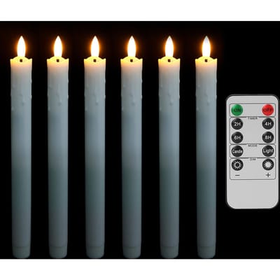 6-delige Set Vlamloze Dinerkaars met Basis Flikkerend LED Theelicht met Kaarsenhouder voor Halloween Bruiloft Kerst Home Decor