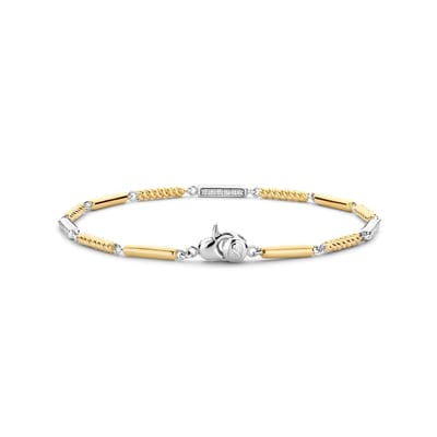 TI SENTO Dames Armband - 925 zilver - Zirkonia met geel verguld - Maat M - 23069ZY