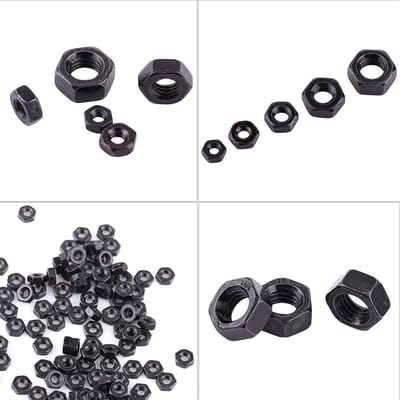 Dailygoods- Zeskantmoer 100 stuks - Verzinkt Koolstofstaal - DIN934 - M2/M2.5/M3/M4/M5 - Klasse 8.8 - Zwart - Moeren