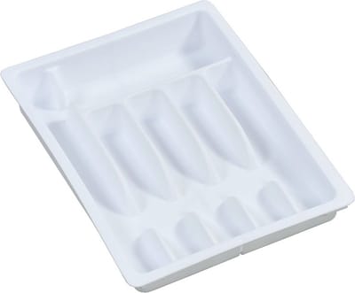 Uitschuifbare bestekbak van Plastic | 6 Vaks -> Uitschuifbaar naar 8 Vaks | Bestek Opbergen in La | Verstelbare Bestekbak | 29-50 x 38 x 6,3 Cm. | Kleur: WIT
