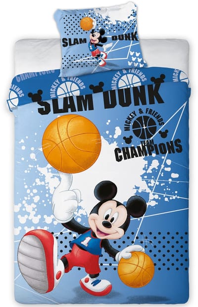 Disney Mickey Mouse Slam Dunk -Dekbedovertrek - Eenpersoons - 140 x 200 cm - Blauw