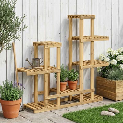 vidaXL - Plantenstand - Wit - 118 - x - 25 - x - 96,5 - cm - Massief - Acacia - Hout