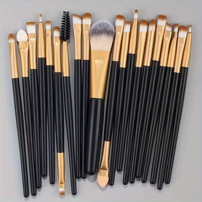 CHPN - Make-up Kwastenset - Make-up kwasten - 20-delig - Make-Up Kwasten Set - Penseeltjes - Cadeau - Make-up aanbrengen - Kwastjes - Oogschaduwkwast - Foundationkwast - Blush - Zwart/Goud
