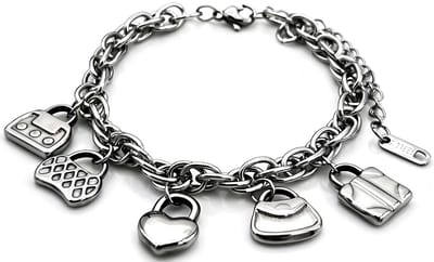 Armband - RVS - met bedels - zilverkleurig - 16-21 cm - dames