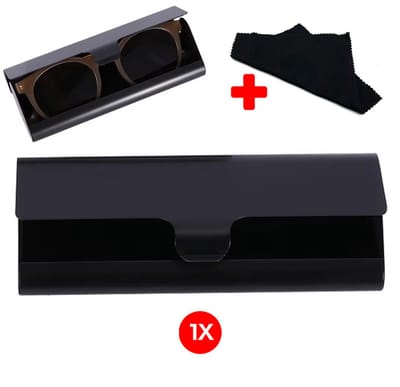 Actie4you® - Aluminium Brillenkoker met Doekje - Harde Slijtvaste Brillendoos - Premium Kwaliteit -Brillenkoker - hard case - Harde Brillenhoes – Metaal – Zwart