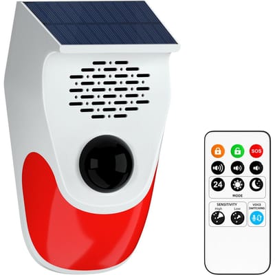 Zonne-energie Spraakaankondiger Zonne-infrarood Menselijk Lichaam Detector Hoge Decibel Geluid en Licht Alarm remote controller version veelkleurig