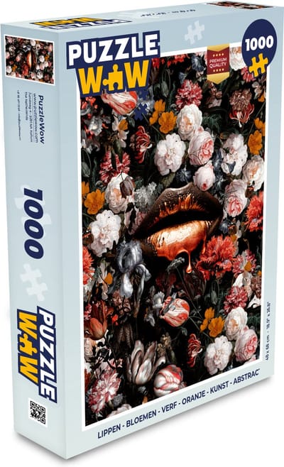 Puzzel Lippen - Bloemen - Verf - Oranje - Kunst - Abstract - Oude meesters - Legpuzzel - Puzzel 1000 stukjes volwassenen
