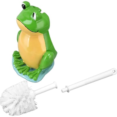 Brosse de Toilette en Forme de Grenouille Brosse de Nettoyage de Salle de Bain Créative avec Support Ensemble de Brosse de Toilette Debout pour Cuvette green