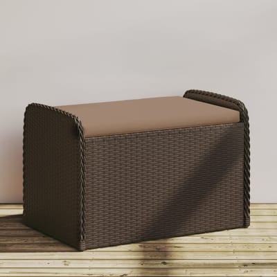 vidaXL - Opbergbankje - met - kussen - 80x51x52 - cm - poly - rattan - bruin