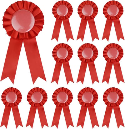 12 Stuks Blanco Awardlinten voor 1e, 2e en 3e Plaats Rozetten