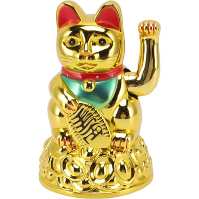 Gelukskat Ornament Handzwaaiend Plastic Elektrische Kat Beeldje voor Huisdecoratie Cadeau Geven 6 inch yellow