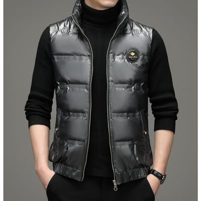 Mode Mouwloos Glanzend Donzen Jas Vest Mouwloos Vest Vest Mannelijk Koreaanse Versie Jas Tide 2XL gray
